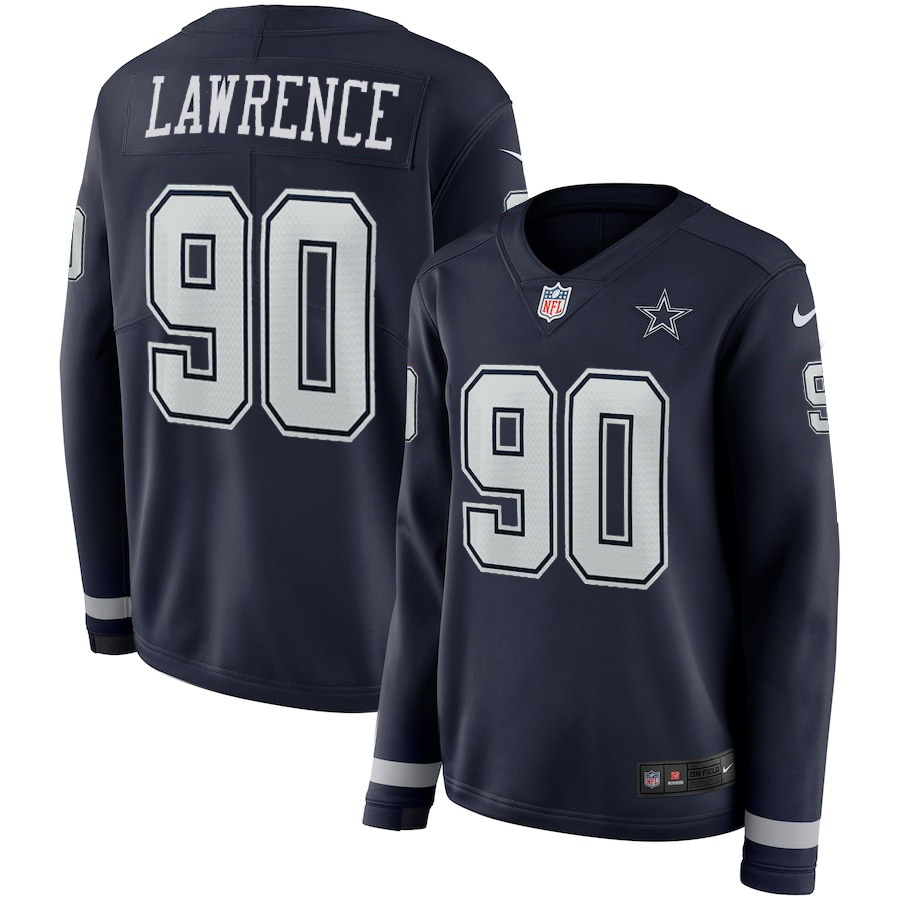 Women Dallas Cowboys 90 Lawrence blue Limited NFL Nike Therma Long Sleeve Jersey
